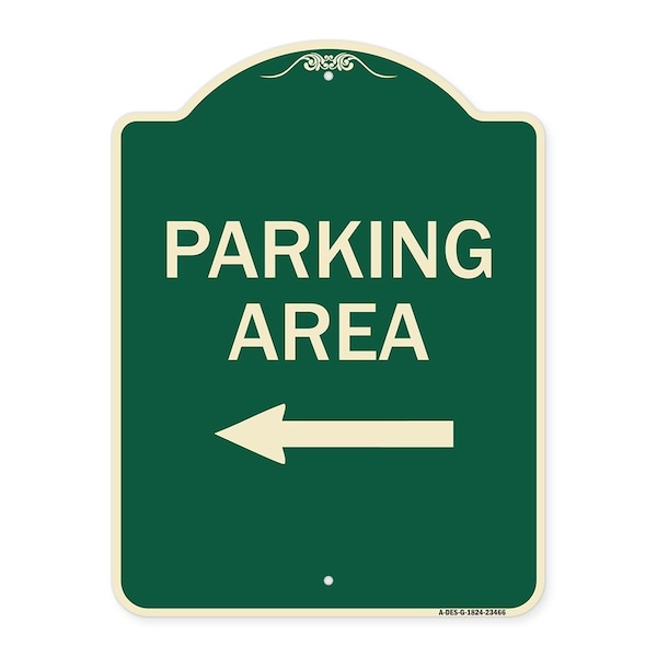 Parking Area with Left Arrow Heavy-Gauge Aluminum Architectural Sign, 24" x 18", G-1824-23466